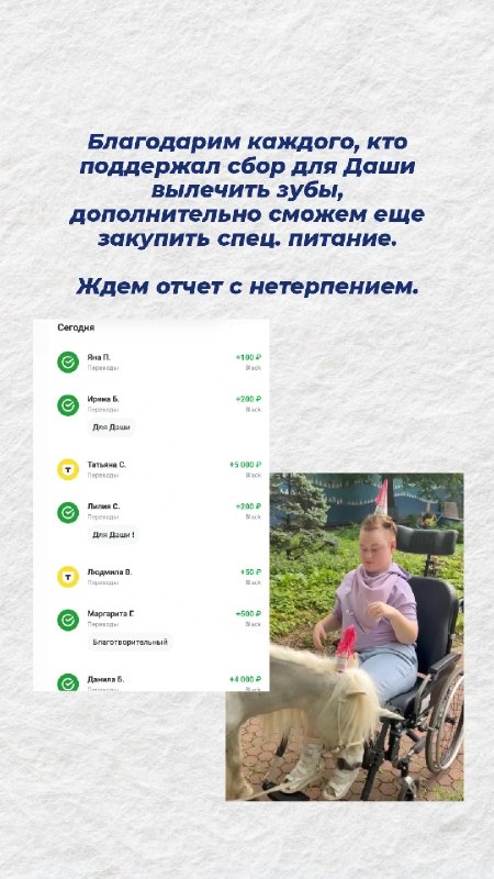 Благодаря вашей поддержке мы смогли помочь Даше.